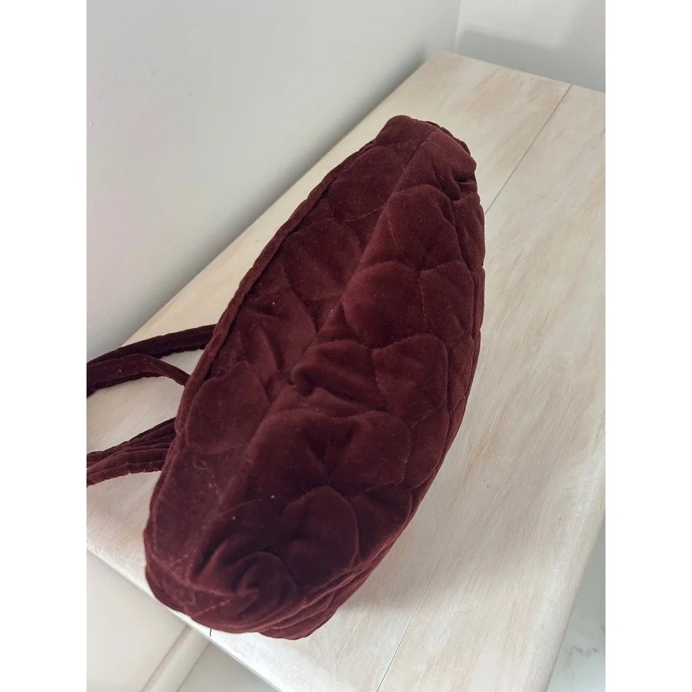 Daren's Bags Boho Burgundy Quilted Velvet Tote Shoulder Bag Handmade In Michigan